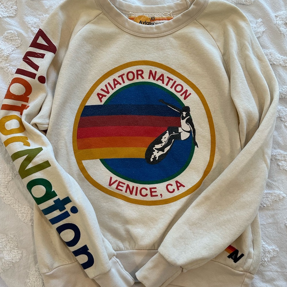 Aviator Nation cream crewneck Sz XS